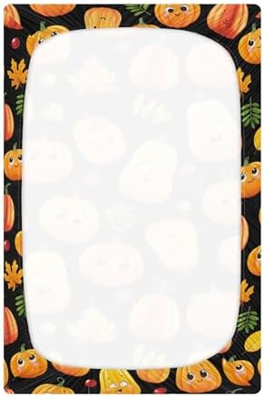 Qilmy Halloween Pumpkins Crib Sheet for Baby