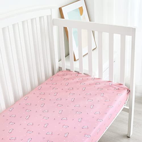 SPRINGSPIRIT Girl Crib Sheets 2-Pack Soft Breathable
