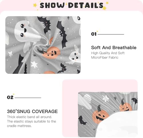 Qilmy Halloween Crib Sheet for Girls and Boys