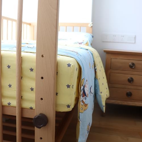 100 Cotton Crib Bedding Set Blue 3 Pcs for Baby Boys Girls