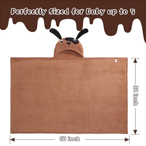 WODHOY Toddler Hooded Bath Towel 2-Pack Brown White