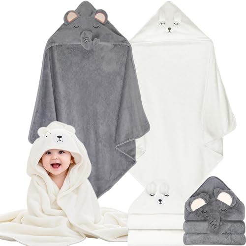 Etokdos Baby Bath Towels 2-Pack Hooded Set