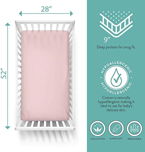 Featherhead 2-Pack Fitted Crib Sheets - 100 Cotton - Percale Pink