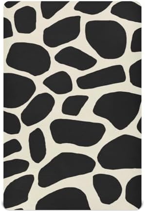 KICPOAY Black Giraffe Skin Fitted Crib Sheets Stretchy Playard Sheets for Baby