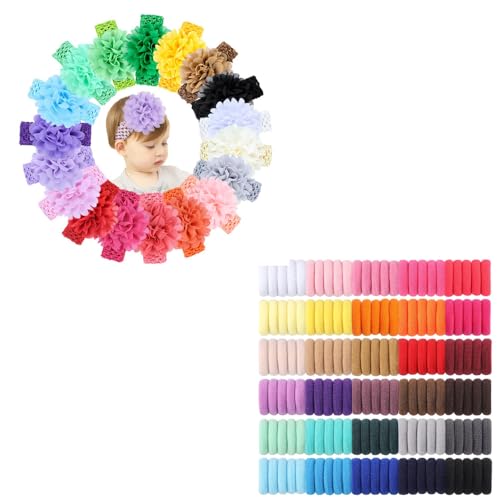 Jollybows 18pcs Baby Girls Headband with Flower Chiffon