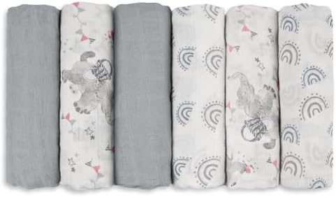 LYRICHOM Muslin Burp Cloths 6 Pack for Newborn