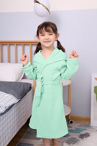TADO Muslin Organic Cotton Hooded Toddler Bathrobe for Boys Girls