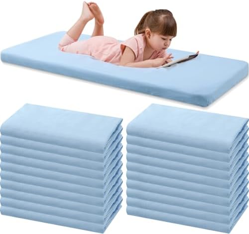 20 Pcs Blue Cotton Crib Sheets for Daycare