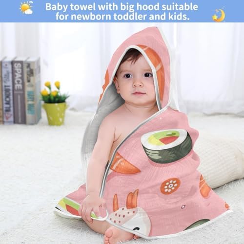 PaChyLuu Sushi Pattern Green Baby Hooded Towel 30x30 Inch