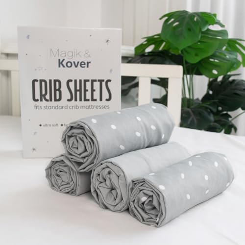 Magik Kover Crib Sheets for Boys 4 Pack Grey