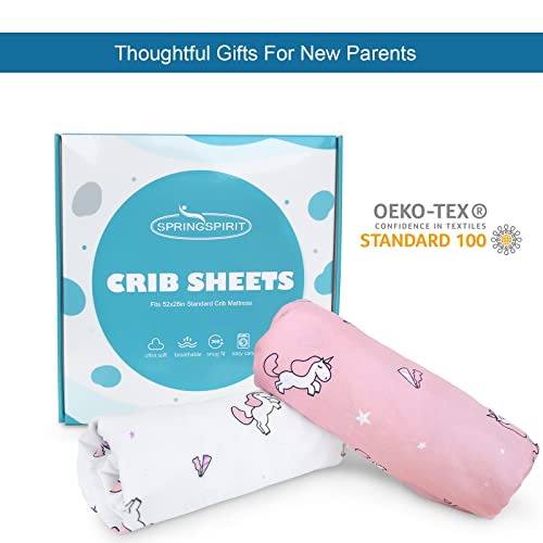 SPRINGSPIRIT Girl Crib Sheets 2-Pack Soft Breathable