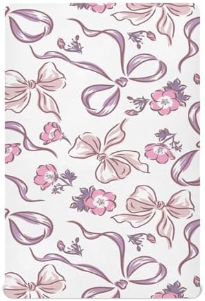 KICPOAY Pink Nemophila Flowers Crib Sheets 52 x 28 in