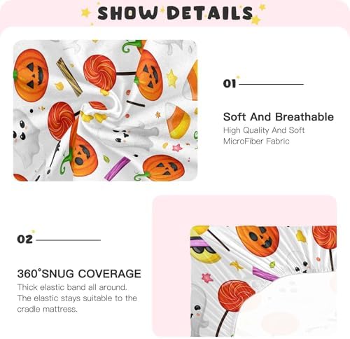Qilmy Halloween Fitted Crib Sheet - Soft Breathable for Baby