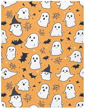 Qilmy Kawaii Ghosts Fitted Crib Sheet for Girls and Boys