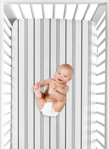 Sweet Jojo Designs Fitted Crib Sheet Grey White Striped