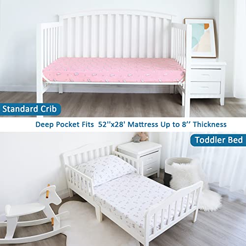 SPRINGSPIRIT Girl Crib Sheets 2-Pack Soft Breathable
