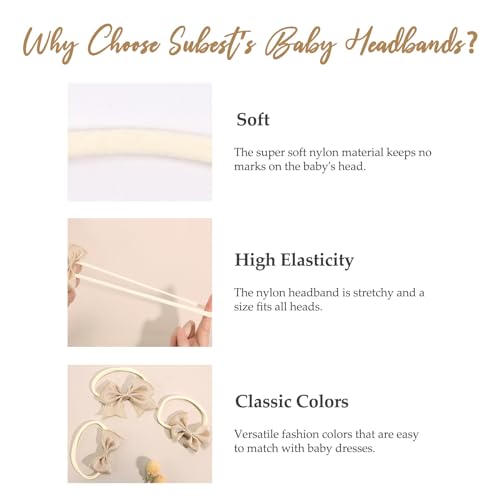 3PCS Baby Girl Bows Stretchy Headbands for Newborn Toddler