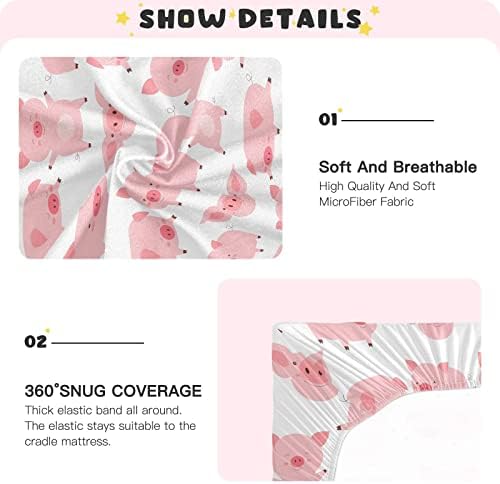 KICPOAY Fitted Crib Sheets Pink Cute Pigs Playard Sheets for Baby Toddler