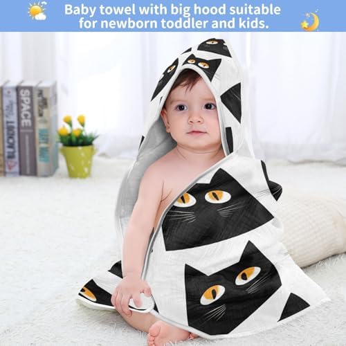 Doodle Cute Black Cat Baby Bath Towel 35x35 Inches
