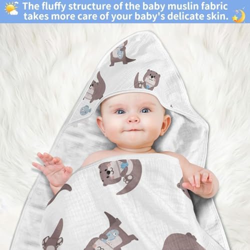 GOODOLD Cute Otter Baby Towel 30x30 Inch 100 Cotton