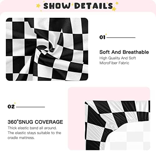 Emelivor 52x28IN Plaid Crib Sheets Set for Boys Girls