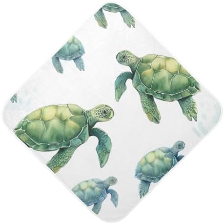 Soft Cotton Baby Hooded Towel with Sea Turtles Design