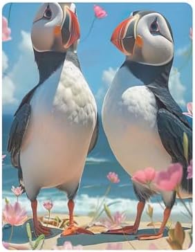 Qilmy Beach Puffins Fitted Crib Sheet - Soft Breathable for Baby