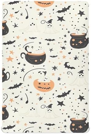 Qilmy Cartoon Witches Ghosts Crib Sheet for Girls and Boys