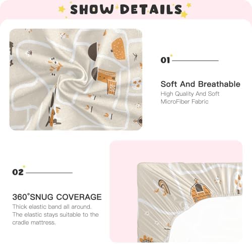 KICPOAY Farm Funny Pets Beige Crib Sheets for Baby Toddler