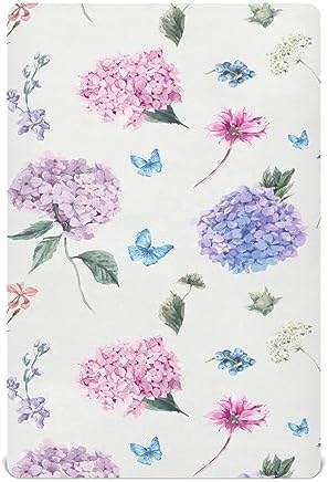 KICPOAY Hydrangea Butterfly Crib Sheets for Baby