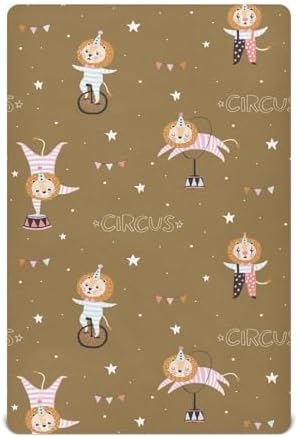 Circus Lions Stars Brown Fitted Crib Sheets for Baby Toddler