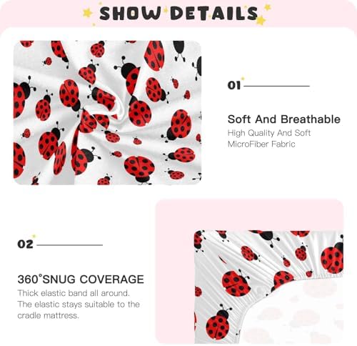 ALAZA Cute Red Ladybug Crib Sheet for Baby