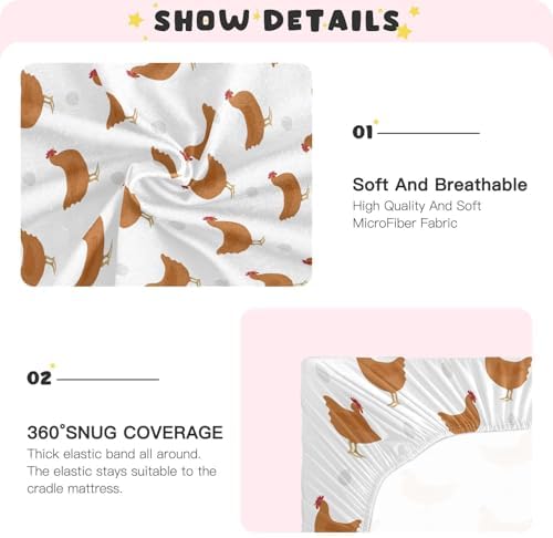 Brown Chicken Egg Fitted Crib Sheets for Baby Toddler Playard