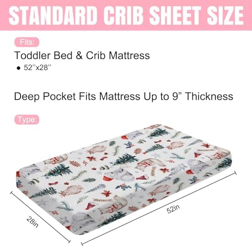Cute Animals Crib Sheet 52x28 Winter Holiday Fitted Mattress Cover