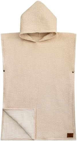 JadeKai Hooded Towel for Kids - Organic Cotton Waffle with Snap Poncho Conversion
