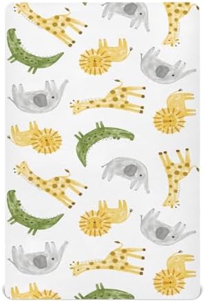KICPOAY Giraffe Lion Crocodile Elephant Crib Sheets
