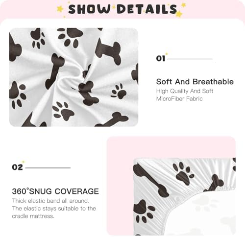 KICPOAY Black Bones Crib Sheets Playard Fitted Stretchy Sheets for Baby