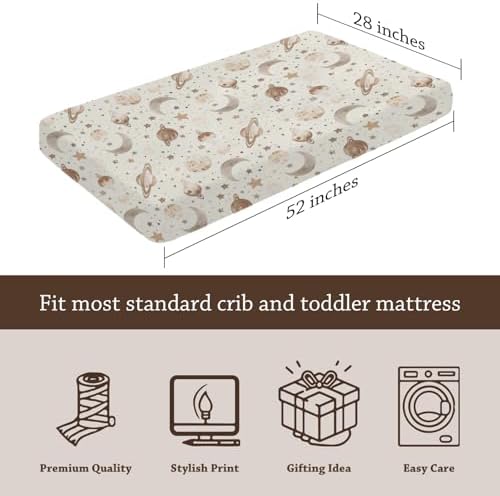 Space Moon Stars Planet Pattern Crib Sheet for Boys Girls