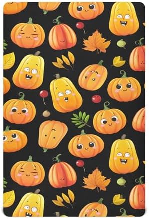 Qilmy Halloween Pumpkins Crib Sheet for Baby