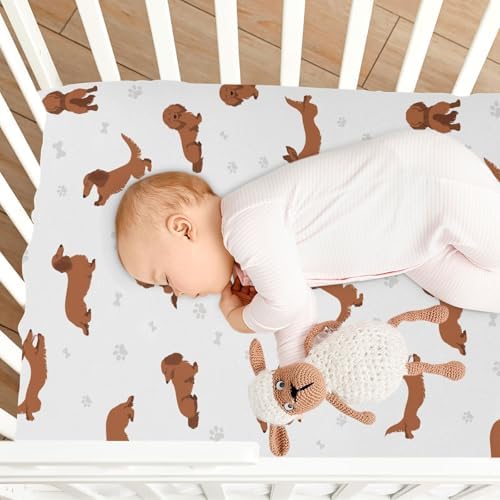 KICPOAY Dachshund Long Hair Crib Sheet 52x28in