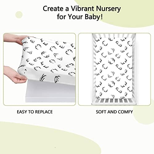 Xialenai Deer Themed Crib SheetCharcoal Grey White 28 x52