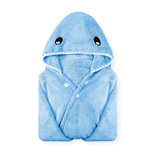 ROMASA Toddler Hooded Bath Towel - 275 x 55 Blue Shark Shape