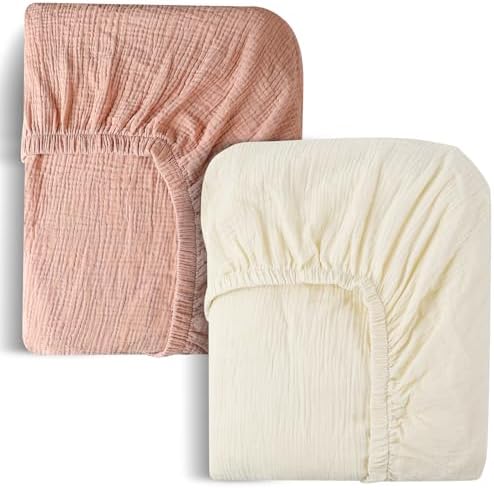 FHMJYH Muslin Crib Sheets 2 Pack 28x52 Inch 1