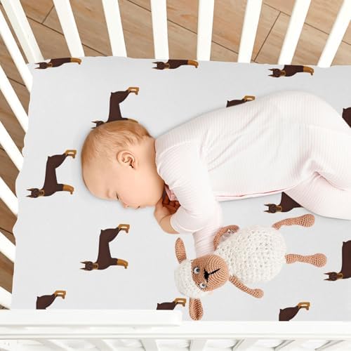 Doberman Cartoon Crib Sheets Stretchy Playard Sheets for Baby Toddler