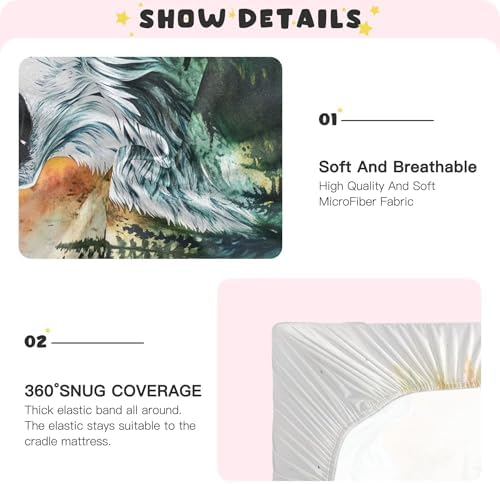 Qilmy Howling Wolf Crib Sheet for Babies Soft Breathable and Snug Fit