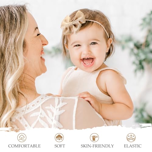 3PCS Baby Girl Bows Stretchy Headbands for Newborn Toddler