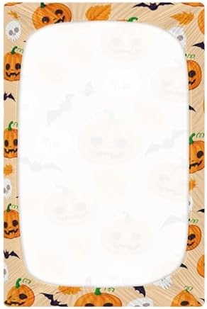 Qilmy Halloween Pumpkins Crib Sheet for Kids Soft Breathable Fitted Sheet