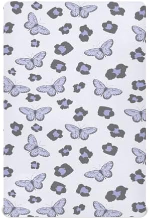 Purple Butterfly Wild Leopard Crib Sheets for Baby