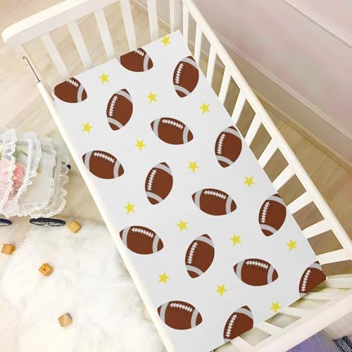 KICPOAY Rugby Balls Stars Crib Sheets Set