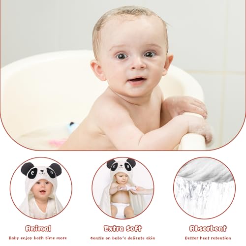 WODHOY Toddler Hooded Bath Towel 2-Pack Brown White